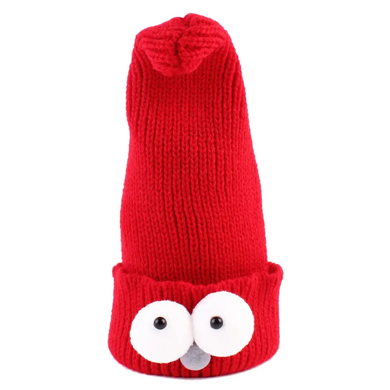 Big Eyes Children Hats For Boys Girls Baby Hats Warm Knitted Cartoon Skull Beanies Hip Hop Caps 1