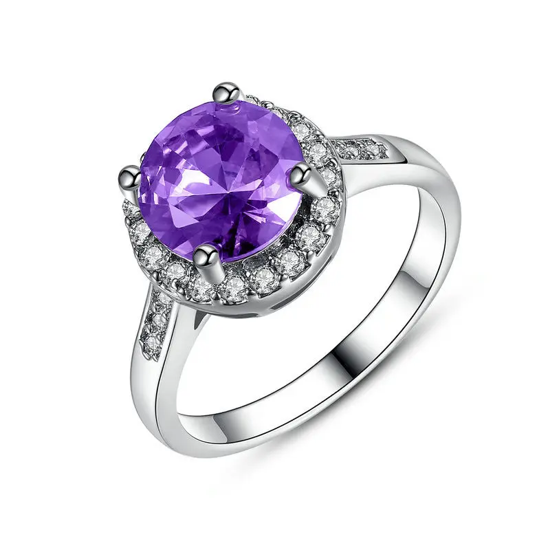 Big Purple Stone Ring With Aaa Zircon Round Cutting Finger Rings For R190 1