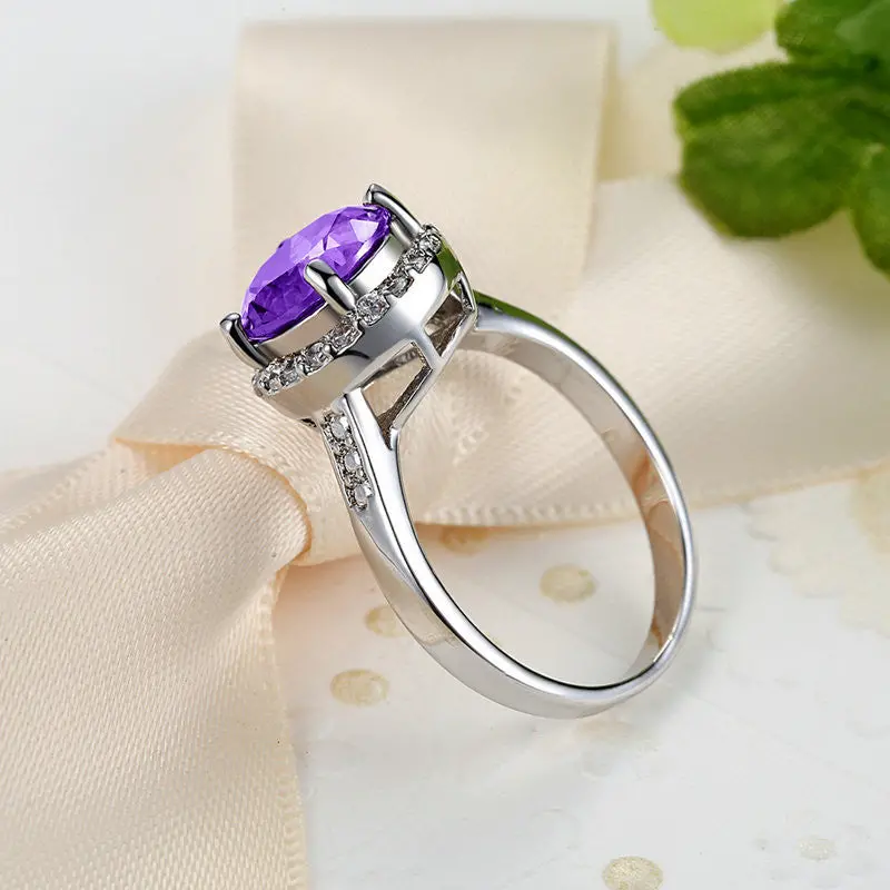 Big Purple Stone Ring With Aaa Zircon Round Cutting Finger Rings For R190 2