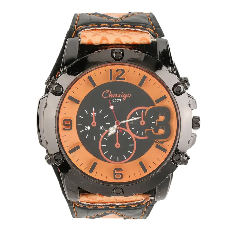 Big Round Dial Quartz Wrist Watch Arror Leather Band Sport Wristwatch For Chaxigo Relogio Masculino 1