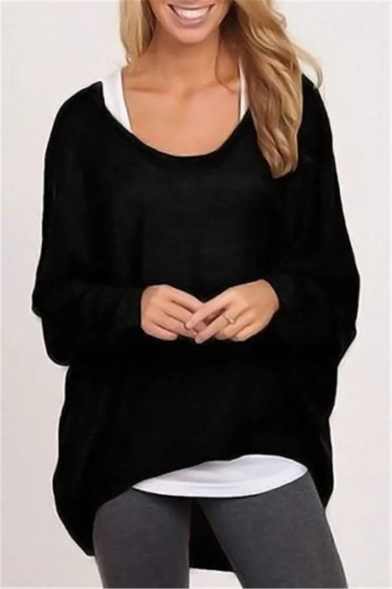 Big Size Loose T Shirt Women Casual Irregular Long Sleeve Tee Shirts O Neck Solid Oversized Women Tops Plus Size Women Clothing 1