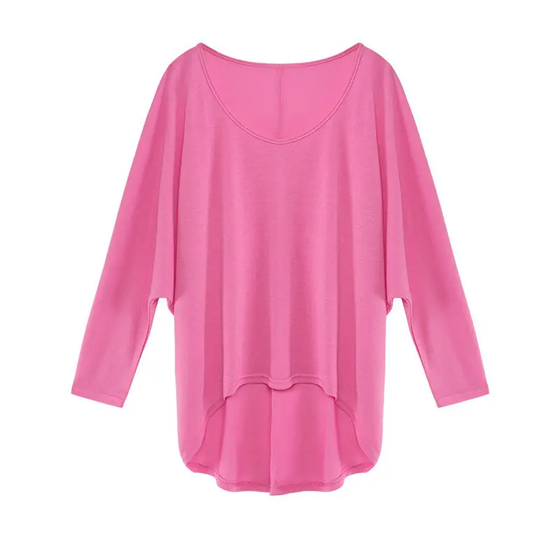 Big Size Loose T Shirt Women Casual Irregular Long Sleeve Tee Shirts O Neck Solid Oversized Women Tops Plus Size Women Clothing 10
