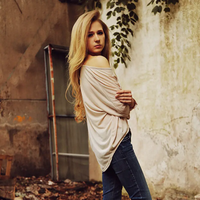 Big Size Loose T Shirt Women Casual Irregular Long Sleeve Tee Shirts O Neck Solid Oversized Women Tops Plus Size Women Clothing 8