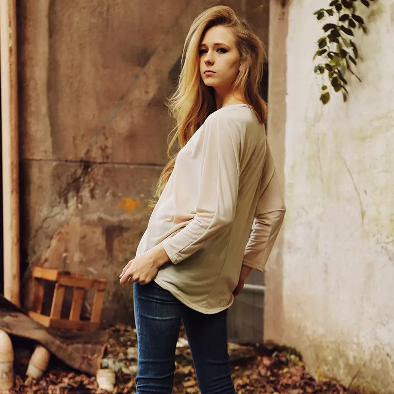 Big Size Loose T Shirt Women Casual Irregular Long Sleeve Tee Shirts O Neck Solid Oversized Women Tops Plus Size Women Clothing 9