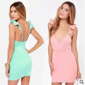 Big Size Xxl Women Casual Dress Sexy Backless Dress Deep V Neck Bodycon Dress Clubwear Charming Dresses For Women 3