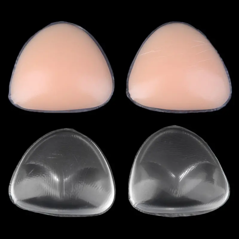 Bikini Bra Insert Triangle Silicone Invisible Pads Breast Enhancer Swimsuit Dress Bikini Push Up Sutian Adesivo 2 Colors 1