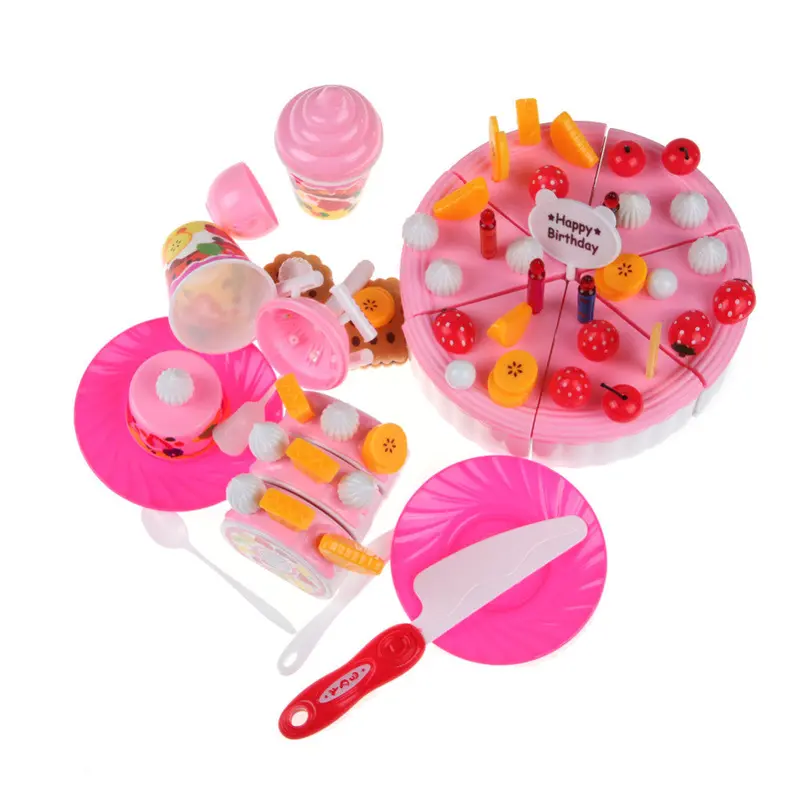 Birthday Cake Toy Children Kids Educational Classic Toy Baby Pretend Play Toy Kitchen Food Icecream Tea Plastic Toy 1