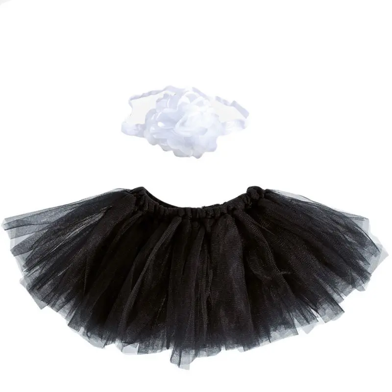 Black Baby Girls Tutu Skirt Headb Flower Hairb Infant Toddler Princess Born Pography Prop Outfit 1