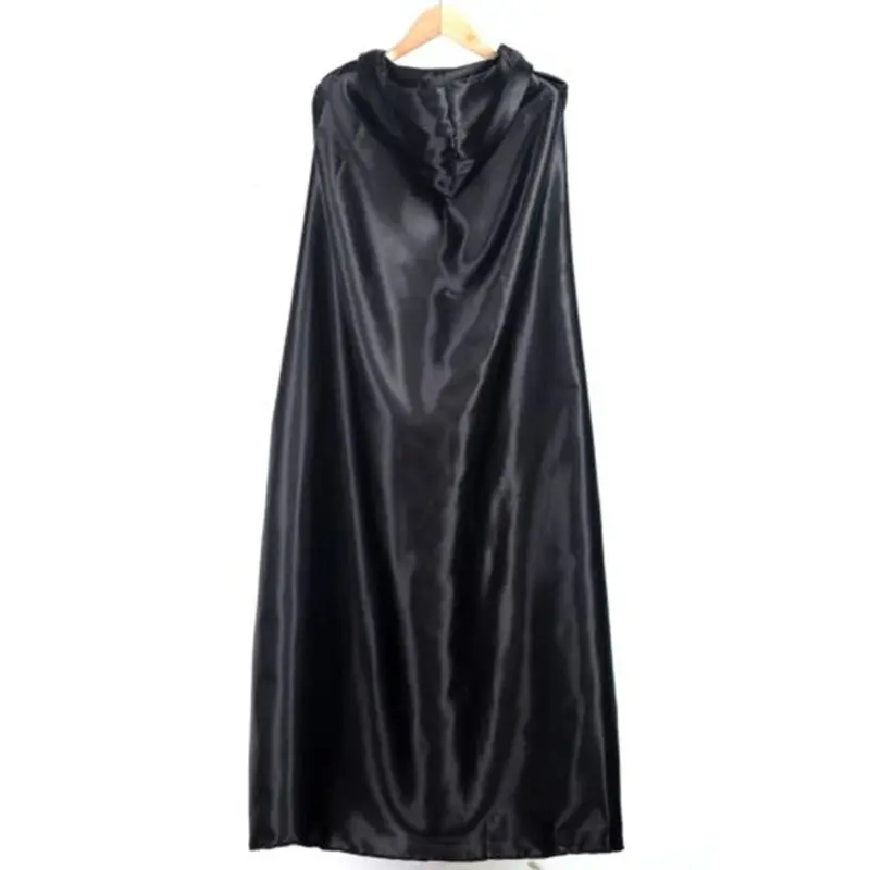 Black Halloween Costume Theater Prop Death Hoody Cloak Devil Long Tippet Cape 1