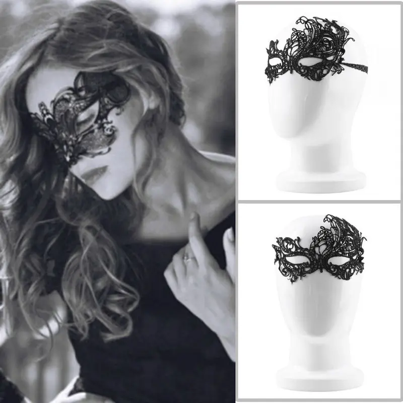 Black Halloween Masquerade Sexy Lady Lace Mask Cutout Eye Mask Party Fancy Dress Costumer 1
