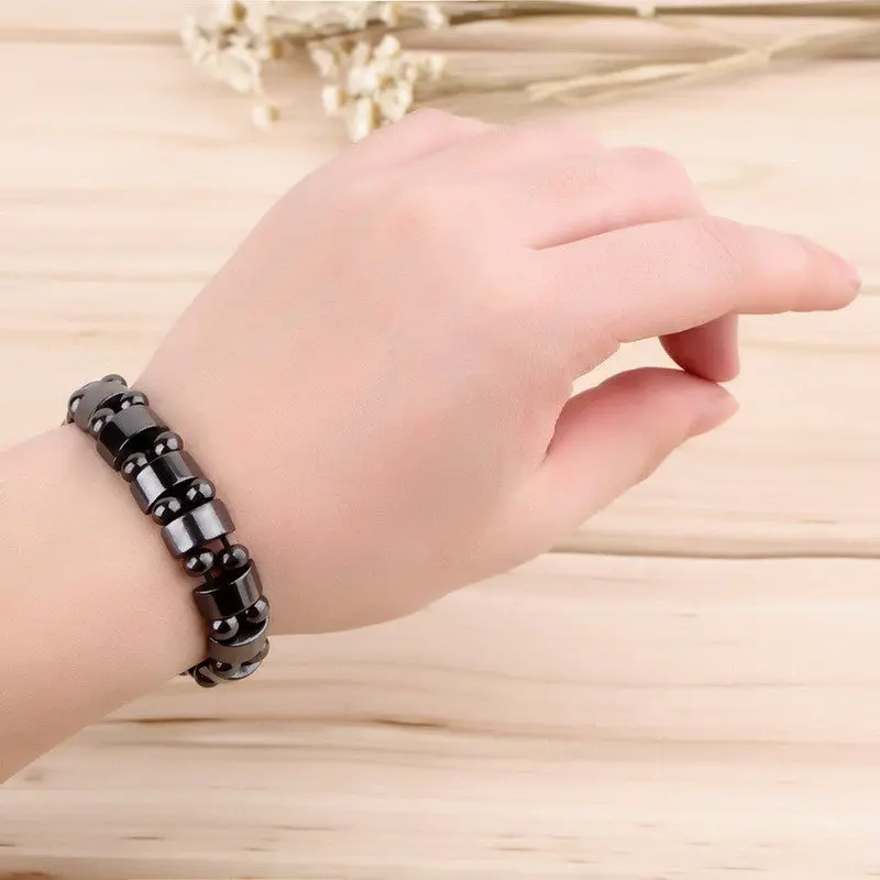 Black Magnetic Hematite Therapy Arthritis Beads Bracelet 19Cm 1