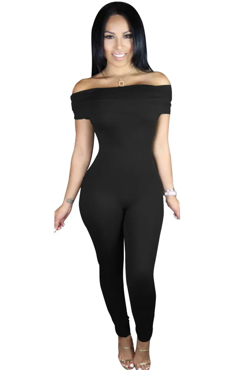 Black Off Shoulder Jumpsuit Long Pants Overalls For Rompers Casual Bodycon Jumpsuits 64052 1