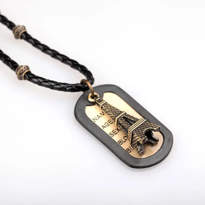 Black Pu Leather Pendant Necklace For Men 10 Pendant 1