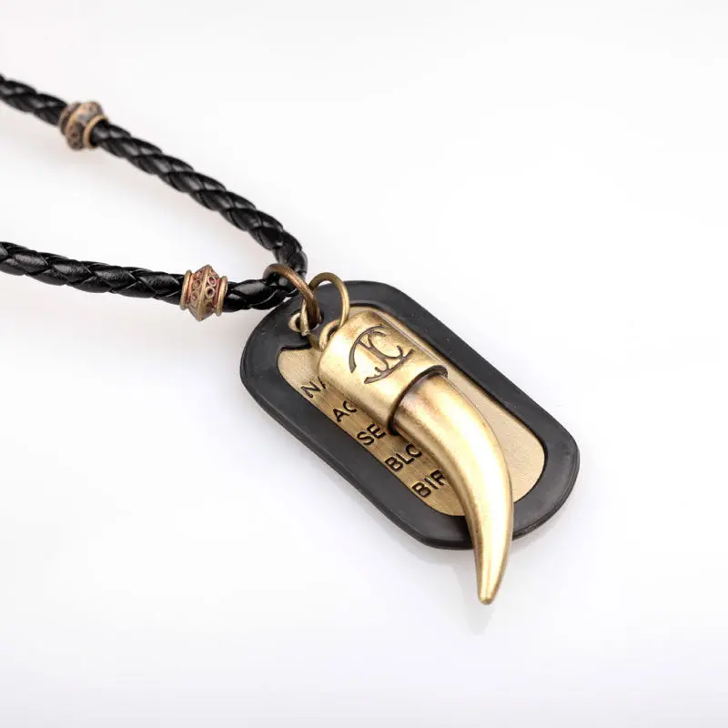 Black Pu Leather Pendant Necklace For Men 10 Pendant 2