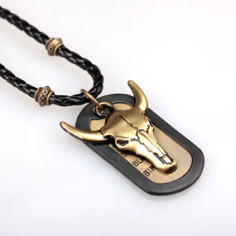 Black Pu Leather Pendant Necklace For Men 10 Pendant 3