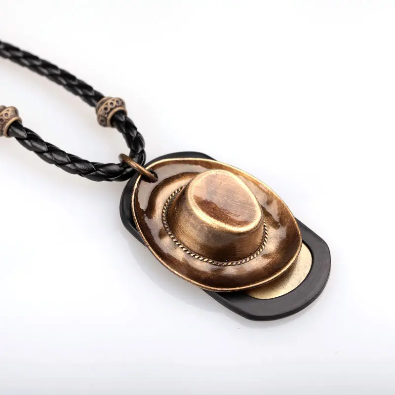Black Pu Leather Pendant Necklace For Men 10 Pendant 4