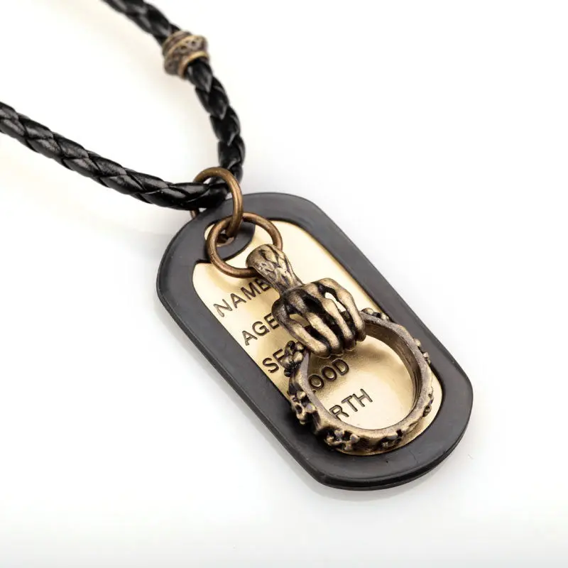 Black Pu Leather Pendant Necklace For Men 10 Pendant 6