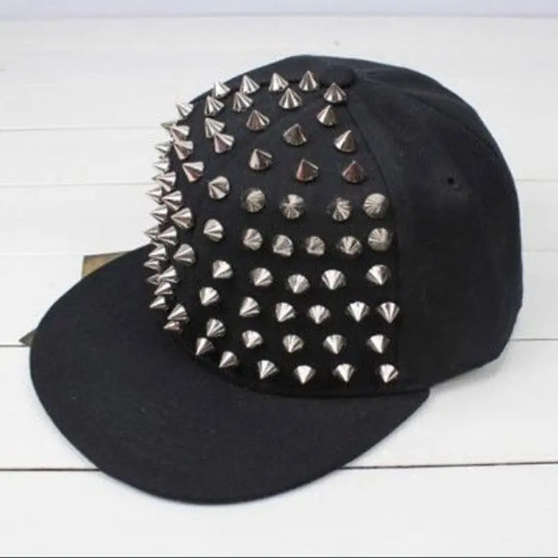 Black Punk Hedgehog Rock Hip Hop Hats Rivet Stud Hat Cap Outdoor Casual Hat For Men 1
