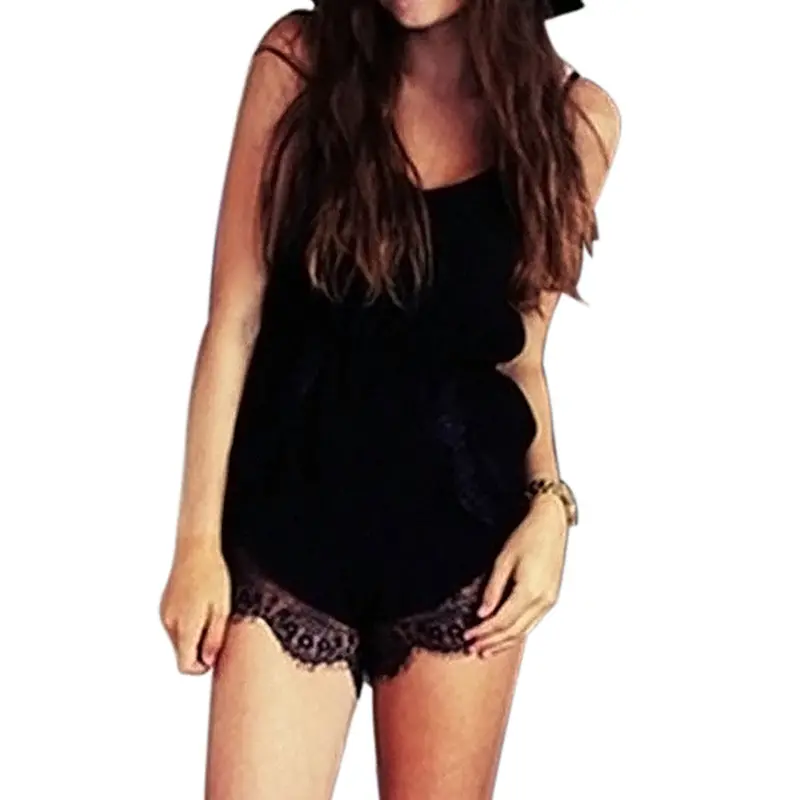 Black Rompers Womens Jumpsuit Lace Shorts Combinaison Femme Playsuit Jumpsuit Bodysuit Women Combinaison Short Femme 1
