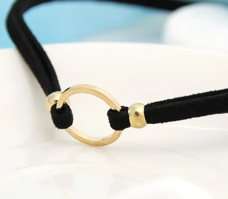 Black Rope Geometric Circle Jewelry Choker Neckace Wedding Gift Psxl007 1