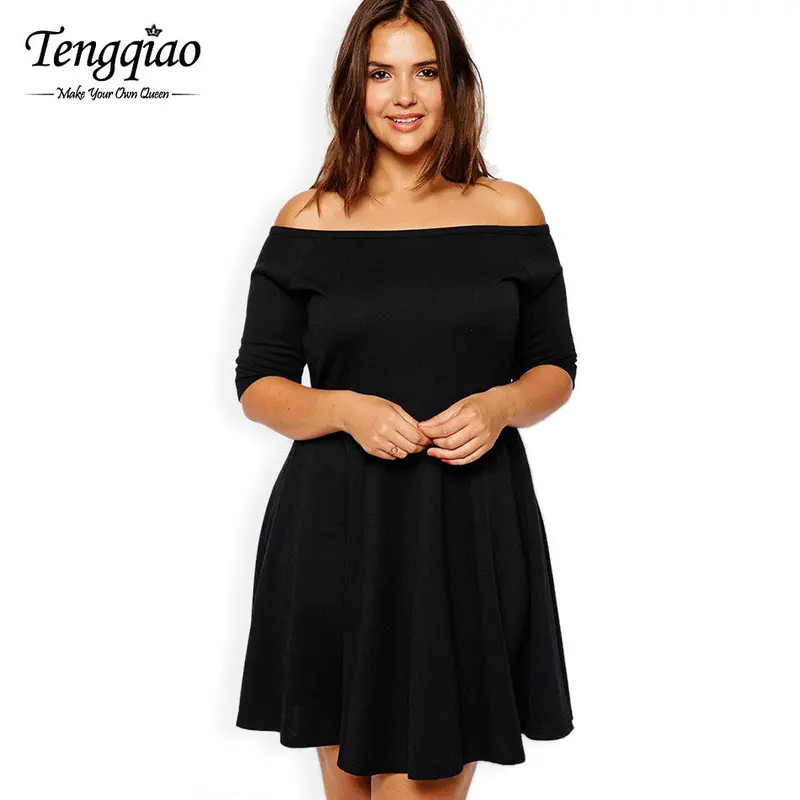 Black Royal Blue Wine Red Dress Plus Size Dress With Sleeve Xxxl Dress Big Size Vestido Plus Size Casual 1