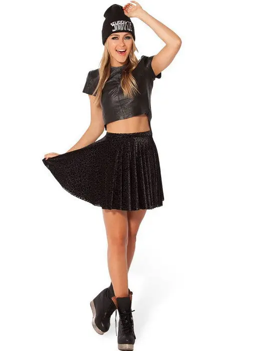 Black Sexy Elastic Waist Leopard Women Skirts Women Pleated Short Skirt Girl Ball Gown Mini Skirt Plus Size Saias Femininas 1