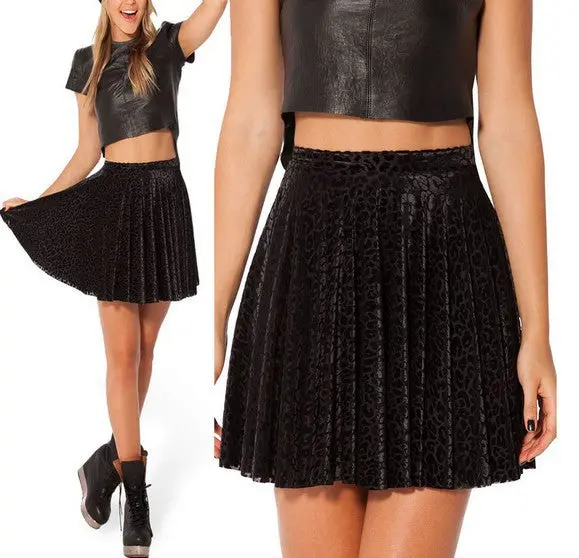 Black Sexy Elastic Waist Leopard Women Skirts Women Pleated Short Skirt Girl Ball Gown Mini Skirt Plus Size Saias Femininas 2