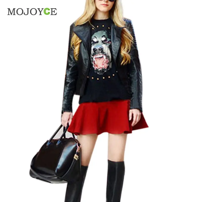 Black Slim Motorcycle Zipper Jacket Soft Pu Leather Short Biker Coat Outwear Biker Jacket Jaqueta Feminina Damen Jacket Women 3