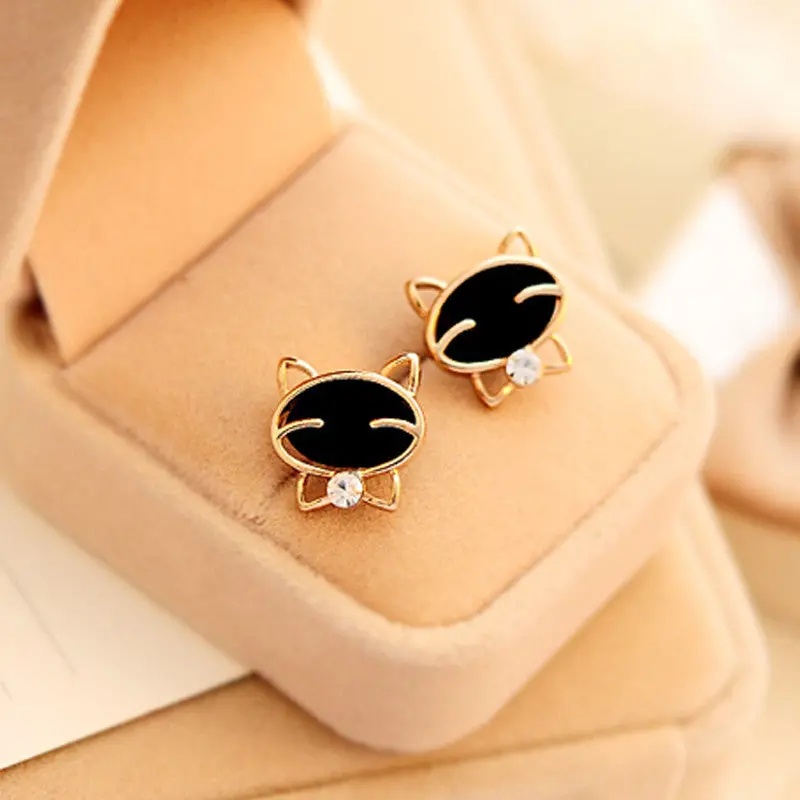 Black Smile Cat Stud Earrings Highgrade Stud Earrings For Women Brincos Girl Gift 1