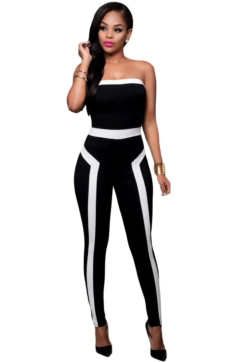 Black Strapless Romper Jumpsuit Long Pants Elegant Off Shoulder Party Bodycon Jumpsuit Jumpsuit Overalls 1