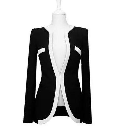 Black White Casual Women Blazer Slim Fit Ol Elegant Blaser One Button Plus Size Women Blazers And Jackets 1