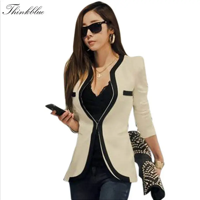 Black White Casual Women Blazer Slim Fit Ol Elegant Blaser One Button Plus Size Women Blazers And Jackets 3