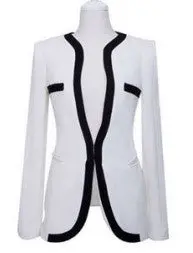 Black White Casual Women Blazer Slim Fit Ol Elegant Blaser One Button Plus Size Women Blazers And Jackets 4