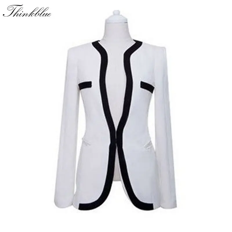 Black White Casual Women Blazer Slim Fit Ol Elegant Blaser One Button Plus Size Women Blazers And Jackets 5