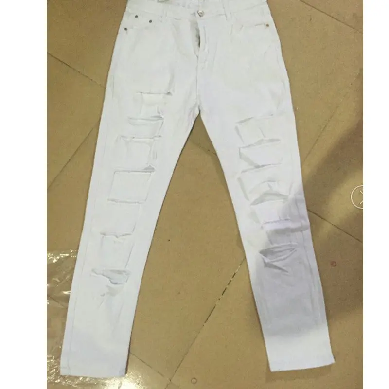 Black White High Waist Skinny Jeans Woman Cut Out Ripped Jeans Sexy Hip Lift Stretch Pencil Pants Jeans Women 8