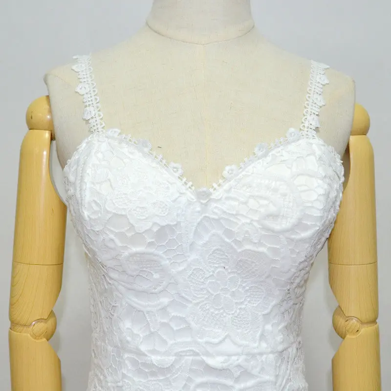 Black White Lace Dress Strap Crochet Party Dresses For Women Hollow Out Sexy Bodycon Dress Slim Mid Dress Plus Size 7