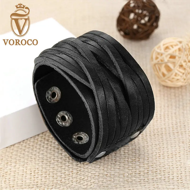 Black Wide Adjustable Leather Bracelet With Alloy Buckle Clasp Fashion Unisex Bracelets 0337-2 2