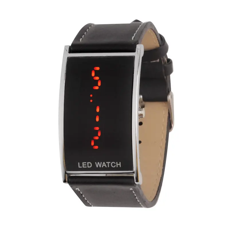 Blackled Watch For Sports Casual Leather Strap Wristwatches Slim Digital Led Display Watches Relogio 1