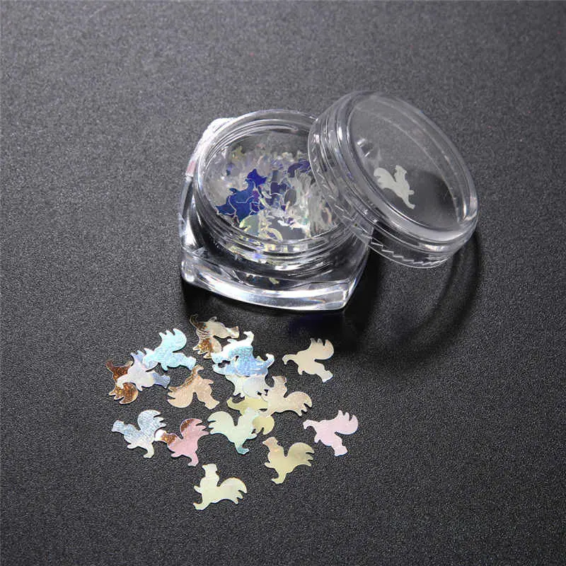Bling Slice Nail Art Tips Glitter Sequin Sparkle Blue Laser Manicure Nail Art Decoration 1