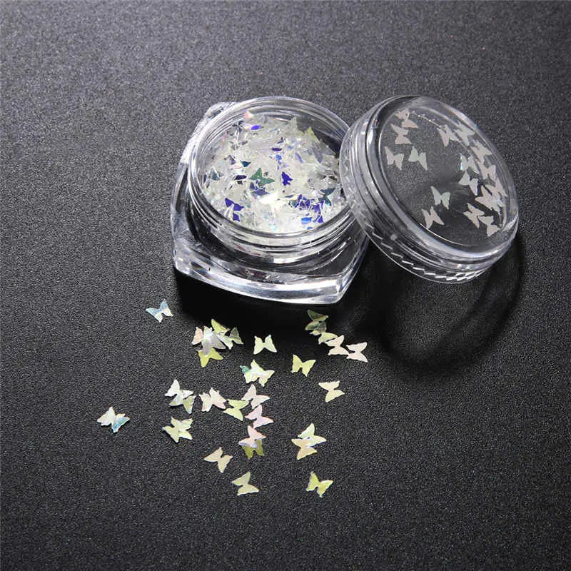 Bling Slice Nail Art Tips Glitter Sequin Sparkle Blue Laser Manicure Nail Art Decoration 4