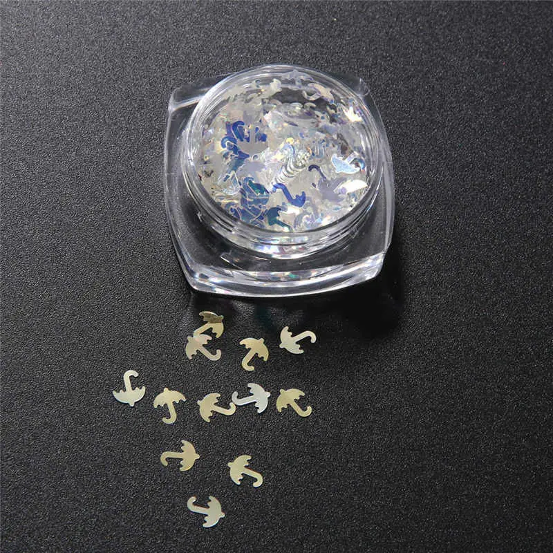 Bling Slice Nail Art Tips Glitter Sequin Sparkle Blue Laser Manicure Nail Art Decoration 5