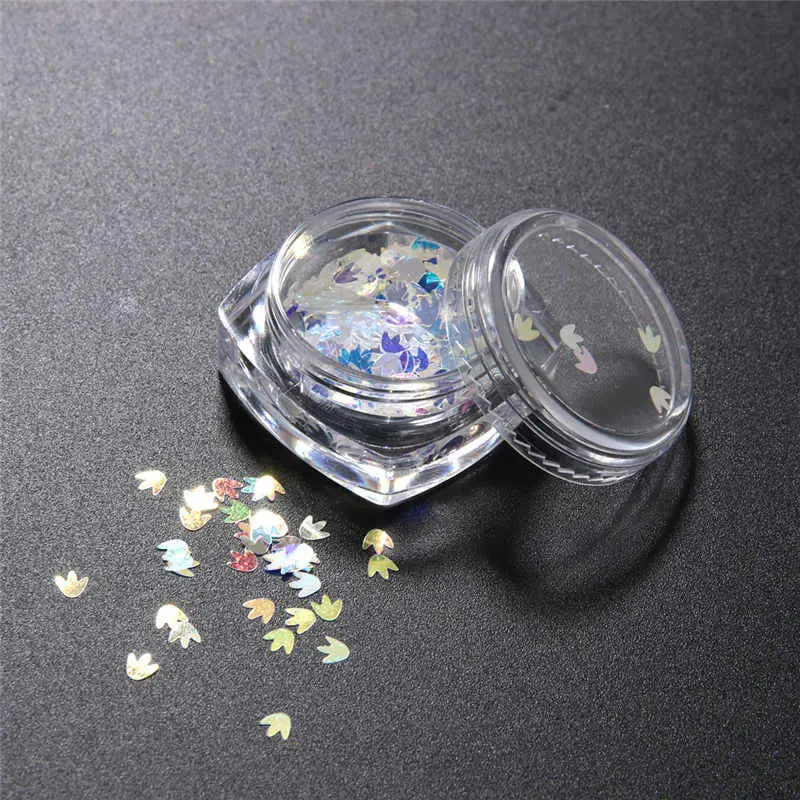 Bling Slice Nail Art Tips Glitter Sequin Sparkle Blue Laser Manicure Nail Art Decoration 6