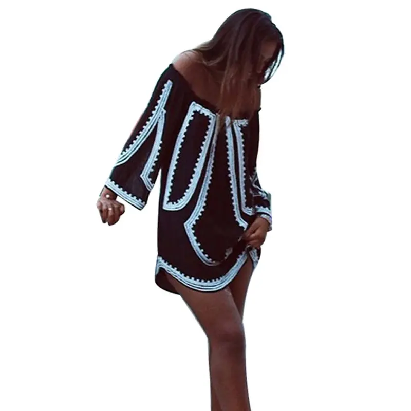 Blouses & Shirts Sexy Women Tops Design Loose Off Shoulder Printing Shirts Tops Ol Beach Boho Blouse 1