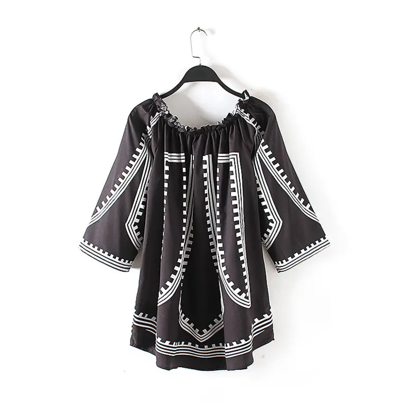 Blouses & Shirts Sexy Women Tops Design Loose Off Shoulder Printing Shirts Tops Ol Beach Boho Blouse 2