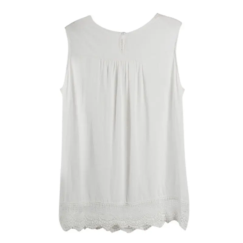 Blouses Women Style Top Sleeveless Blouse Casual Tank Tops Shirt Lace Casual Slim Tops Plus Size 1