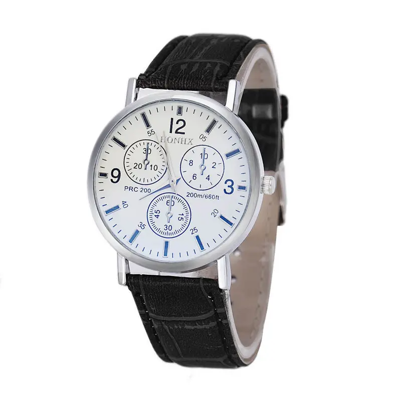 Blu-Ray Business Quartz Watches Men Luxury Crocodile Faux Leather Analog Manly Charm Wristwatches 1