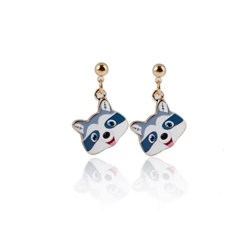 Blue Fox Earrings 3D Animal Earrings Party Wedding Gift Oeh021 1