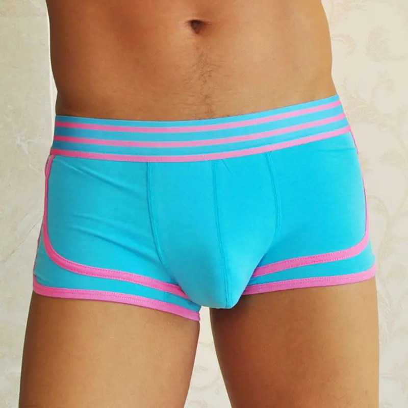 Blue Men's Sexy Boxer Shorts Thong Underwear Pouch Trunks Underpants Body Sculpting Breathable Boxer 1