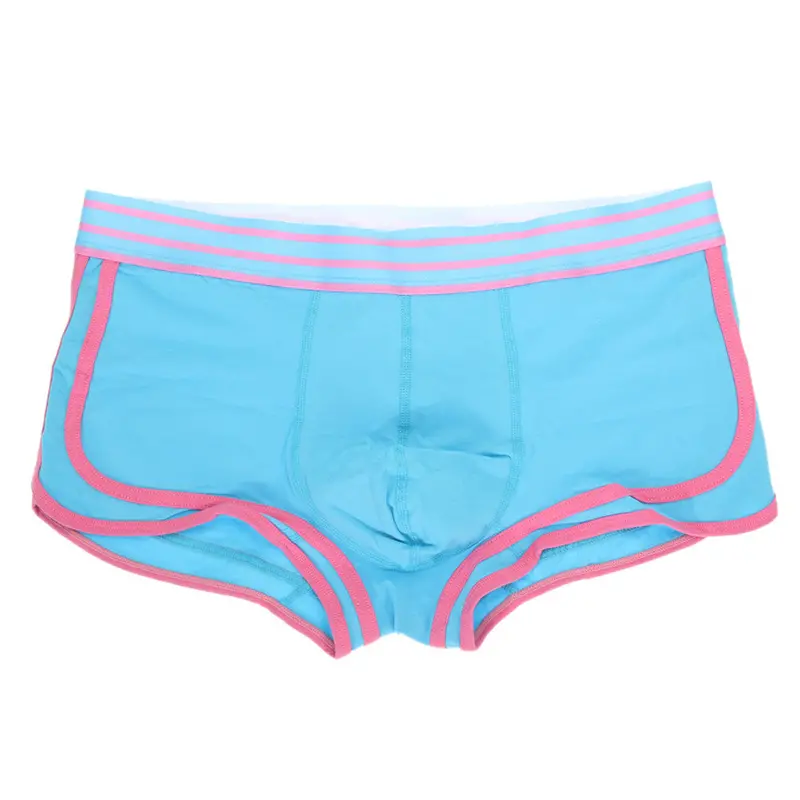 Blue Men's Sexy Boxer Shorts Thong Underwear Pouch Trunks Underpants Body Sculpting Breathable Boxer 3