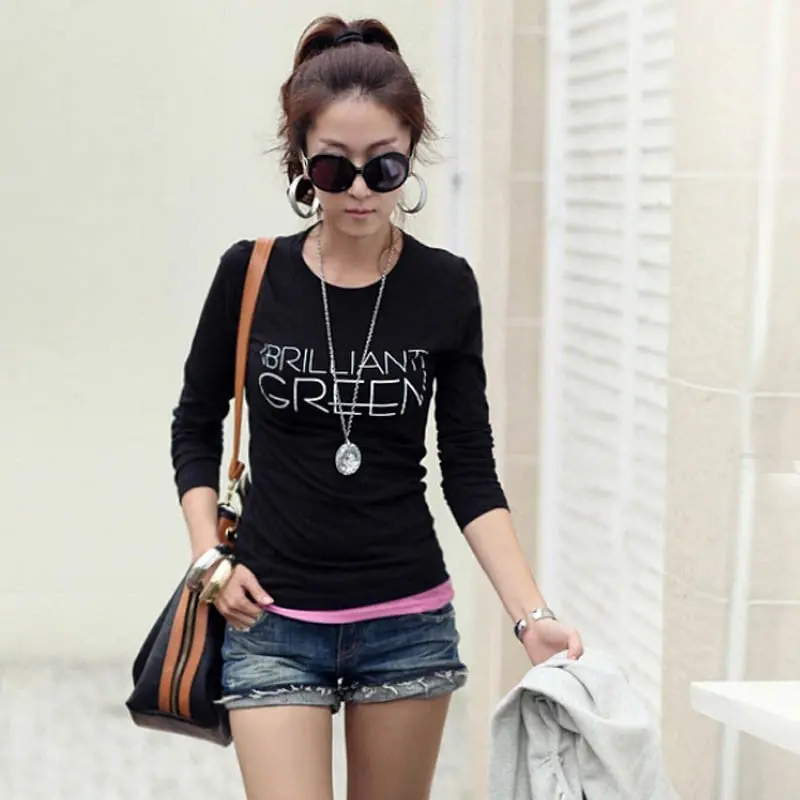 Blusas Femininas Fall Shirts Long Sleeve Women Bottoming Shirt Casual Letter Printed Tops Slim Tees 3